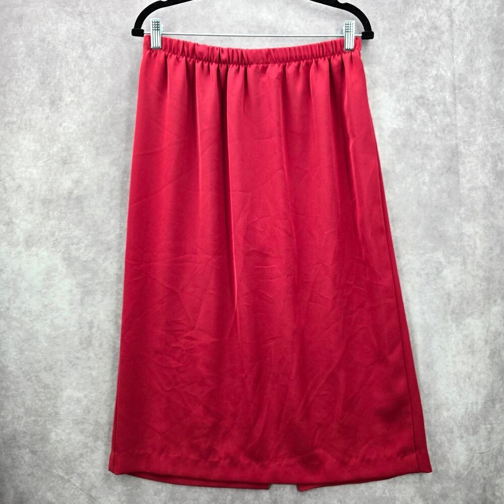Red Midi Pull On Elastic Split‎ Executive Suit Skirt Plus 14W